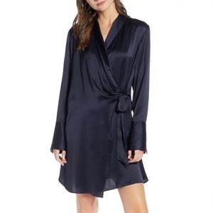 Something Navy Silk Wrap Dress